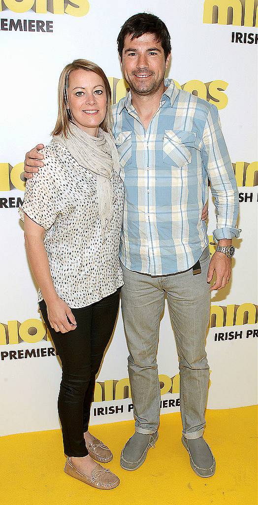 Craig Doyle and wife Doon Doyle   at The Irish premiere screening of  Minions at Odeon Point Village Dublin .Picture:Brian Mcevoy.
