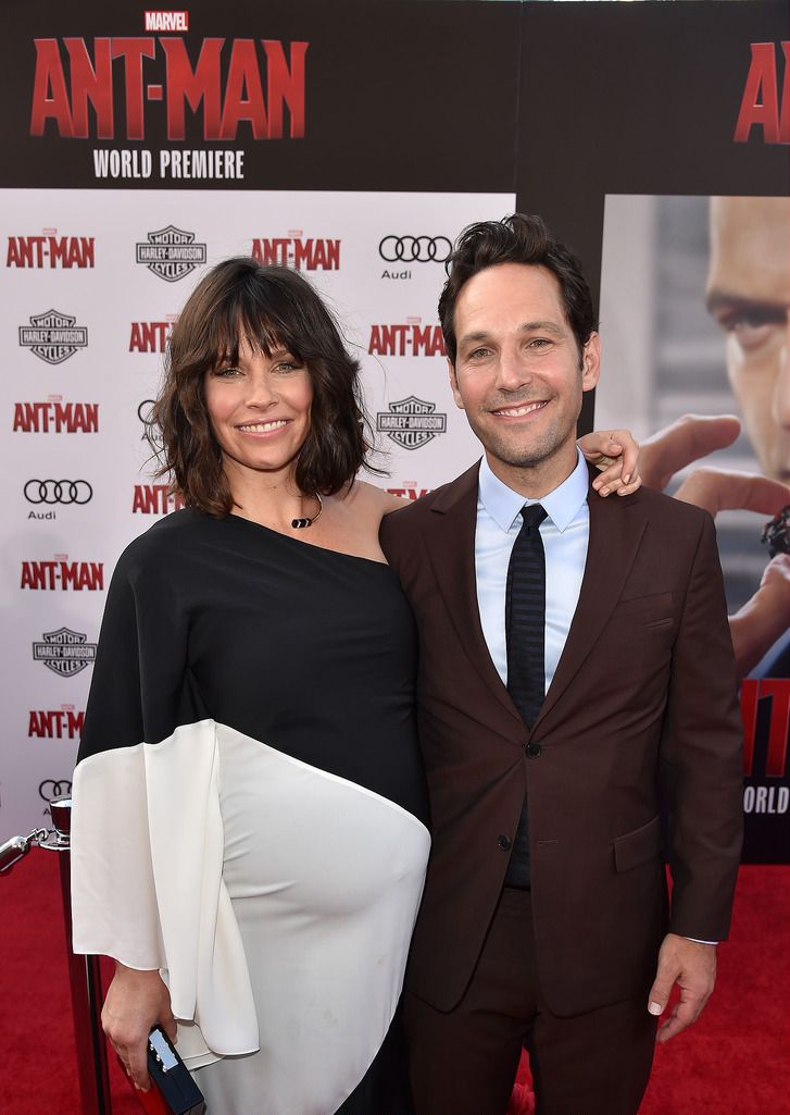 HOLLYWOOD, CA - JUNE 29:  Actors Evangeline Lilly (L) and Paul Rudd attend the premiere of Marvel's "Ant-Man" at the Dolby Theatre on June 29, 2015 in Hollywood, California.  (Photo by Kevin Winter/Getty Images)
