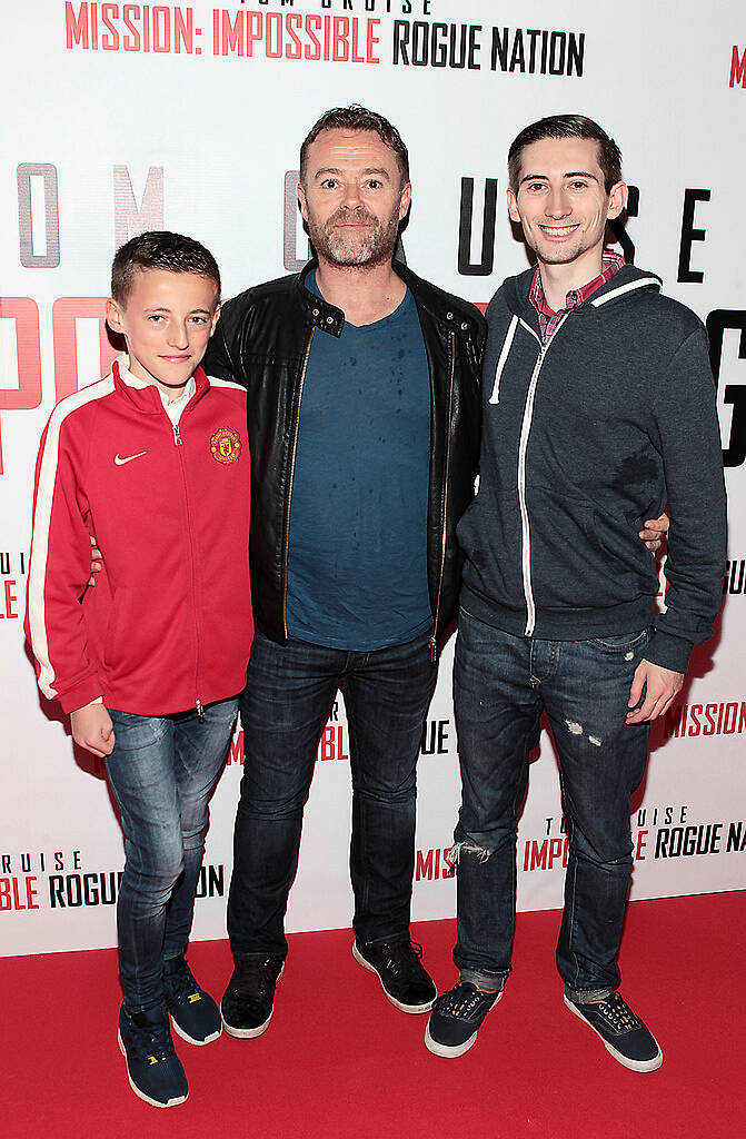 Alex Maher ,Comedian Erica Lawlor and Darren Maher at the Irish Premiere screening of Mission Impossible Rogue Nation at The Savoy Cinema Dublin..Picture Brian McEvoy.