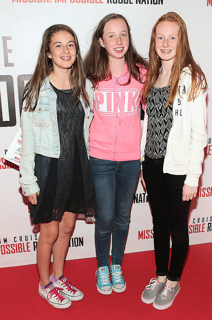 Aine Walsh ,Mary Cunningham and Isobel Davidson at the Irish Premiere screening of Mission Impossible Rogue Nation at The Savoy Cinema Dublin.
Picture Brian mcEvoy