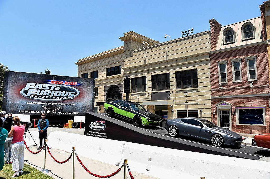 UNIVERSAL CITY, CA - JUNE 23:  A general view of the atmosphere at the premiere press event for the new Universal Studios Hollywood Ride "Fast & Furious-Supercharged" at Universal Studios Hollywood on June 23, 2015 in Universal City, California.  (Photo by Alberto E. Rodriguez/Getty Images)