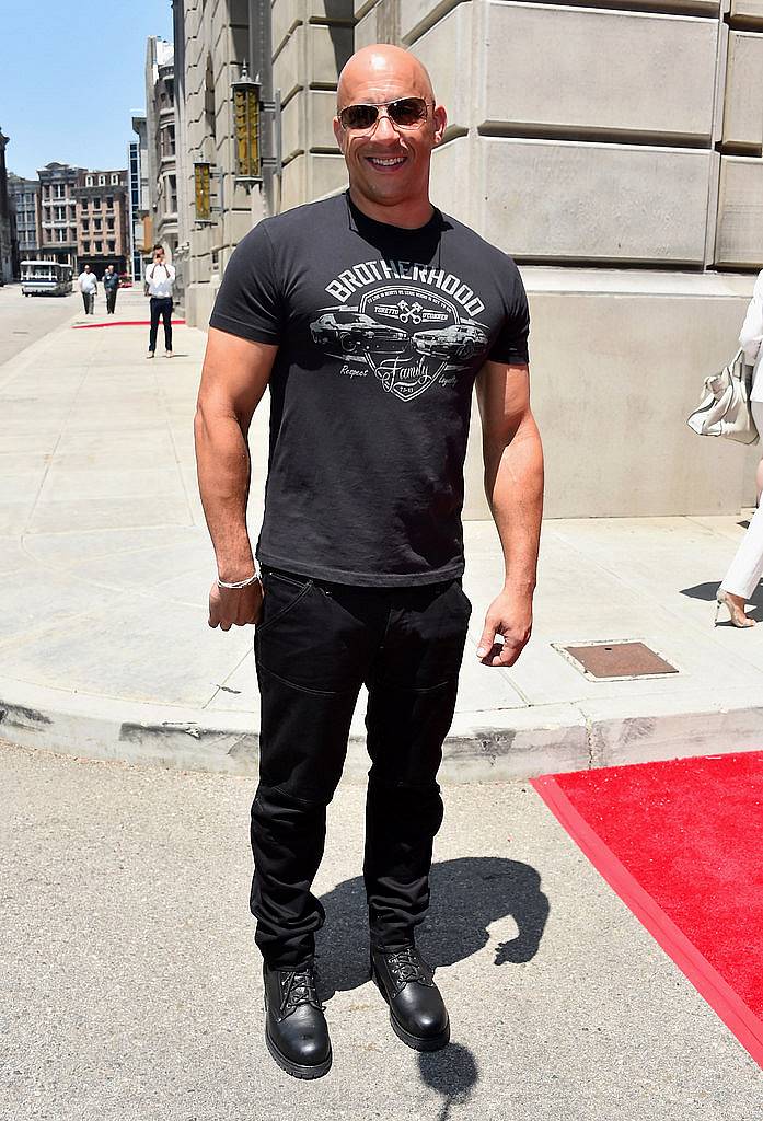 UNIVERSAL CITY, CA - JUNE 23:  Actor Vin Diesel attends the premiere press event for the new Universal Studios Hollywood Ride "Fast & Furious-Supercharged" at Universal Studios Hollywood on June 23, 2015 in Universal City, California.  (Photo by Alberto E. Rodriguez/Getty Images)