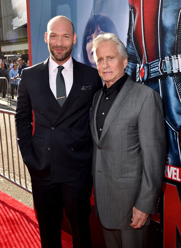 HOLLYWOOD, CA - JUNE 29:  Actors Corey Stoll (L) Michael Douglas attend the premiere of Marvel's "Ant-Man" at the Dolby Theatre on June 29, 2015 in Hollywood, California.  (Photo by Kevin Winter/Getty Images)