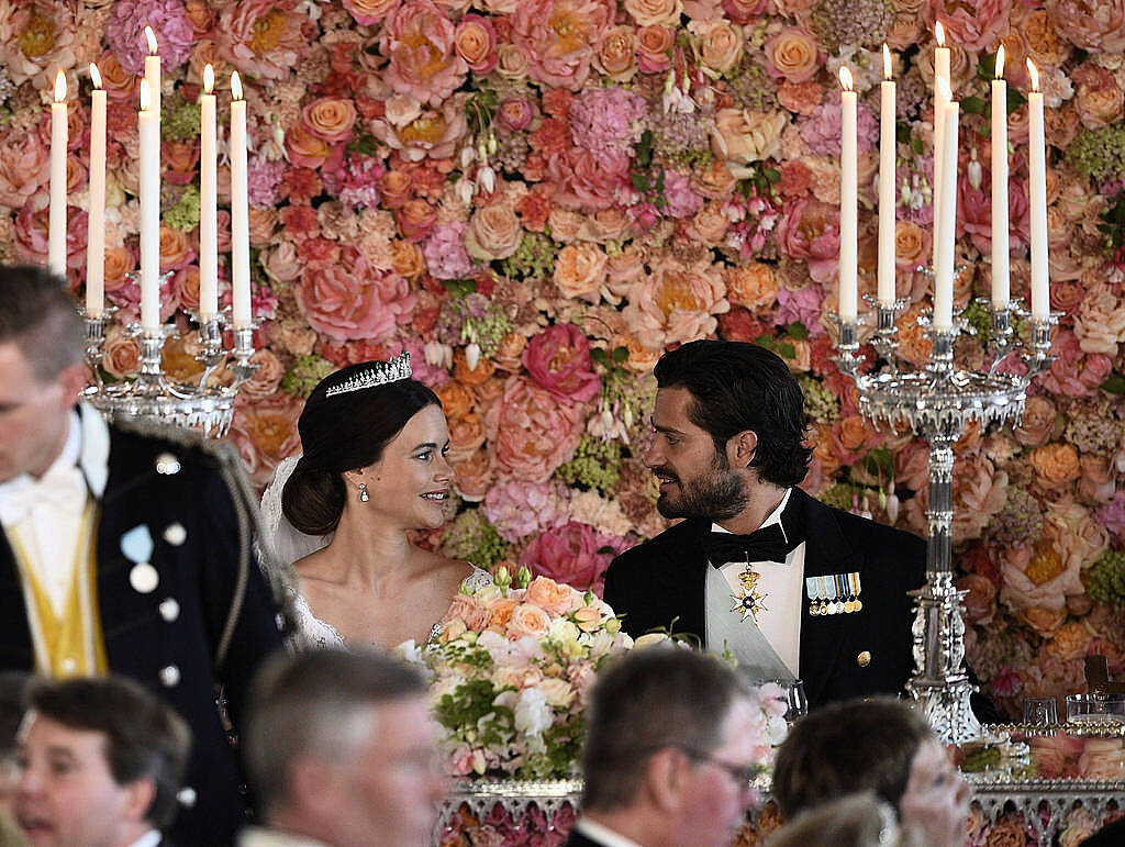 Princess Sofia and Prince Carl Philip attend the wedding dinner in the Royal Palace in Stockholm afterafter their wedding at Stockholm Palace on June 13, 2015. AFP PHOTO / TT NEWS AGENCY / ANDERS WIKLUND +++ SWEDEN OUT +++        (Photo credit should read ANDERS WIKLUND/AFP/Getty Images)