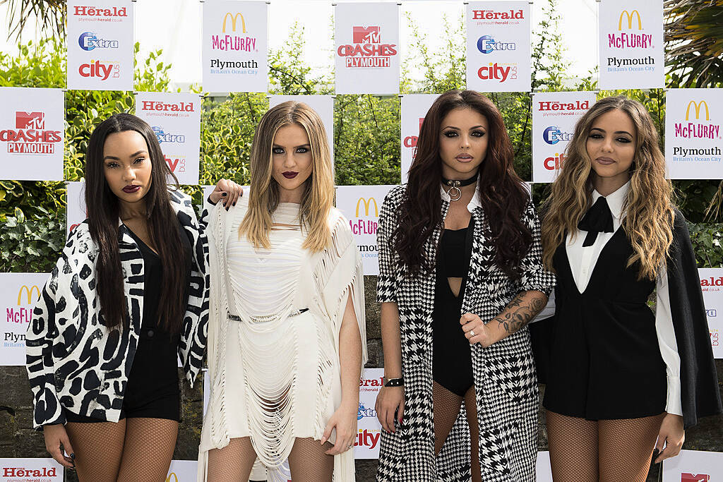 PLYMOUTH, ENGLAND - JULY 22: Leigh-Anne Pinnock, Perrie Edwards, Jesy Nelson, Jade Thirlwall of Little Mix pose for the media ahead of the MTV Crashes Plymouth concert at Plymouth Hoe on July 22, 2014 in Plymouth, England.  (Photo by Matthew Horwood/Getty Images for MTV UK)