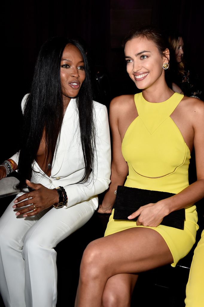 PARIS, FRANCE - JULY 05:  Naomi Campbell and Irina Shayk attend the Atelier Versace show as part of Paris Fashion Week Haute Couture Fall/Winter 2015/2016 on July 5, 2015 in Paris, France.  (Photo by Pascal Le Segretain/Getty Images)