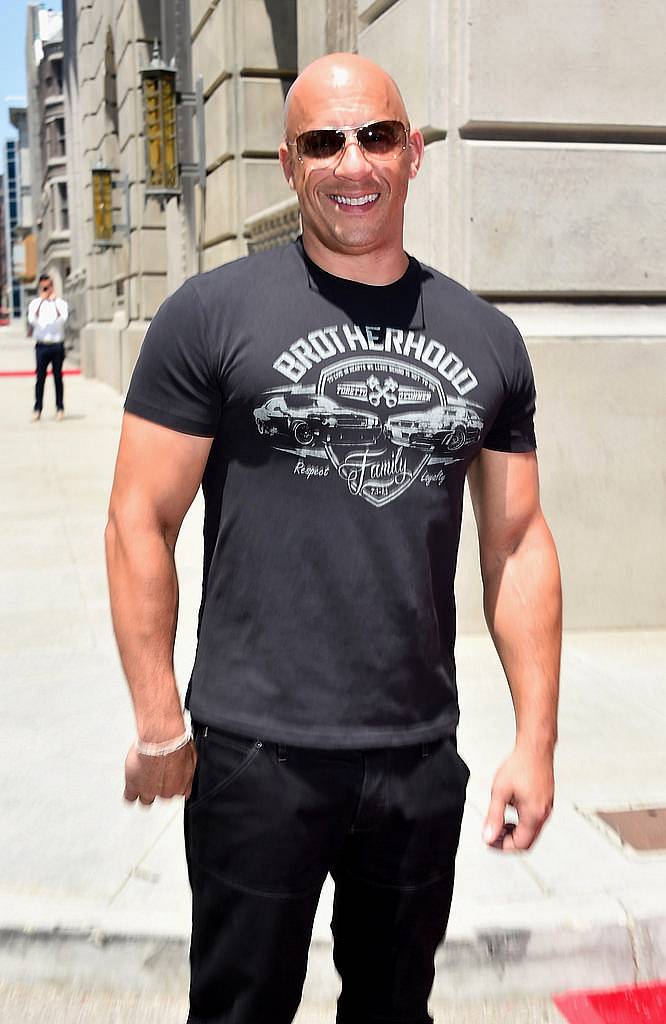 UNIVERSAL CITY, CA - JUNE 23:  Actor Vin Diesel attends the premiere press event for the new Universal Studios Hollywood Ride "Fast & Furious-Supercharged" at Universal Studios Hollywood on June 23, 2015 in Universal City, California.  (Photo by Alberto E. Rodriguez/Getty Images)