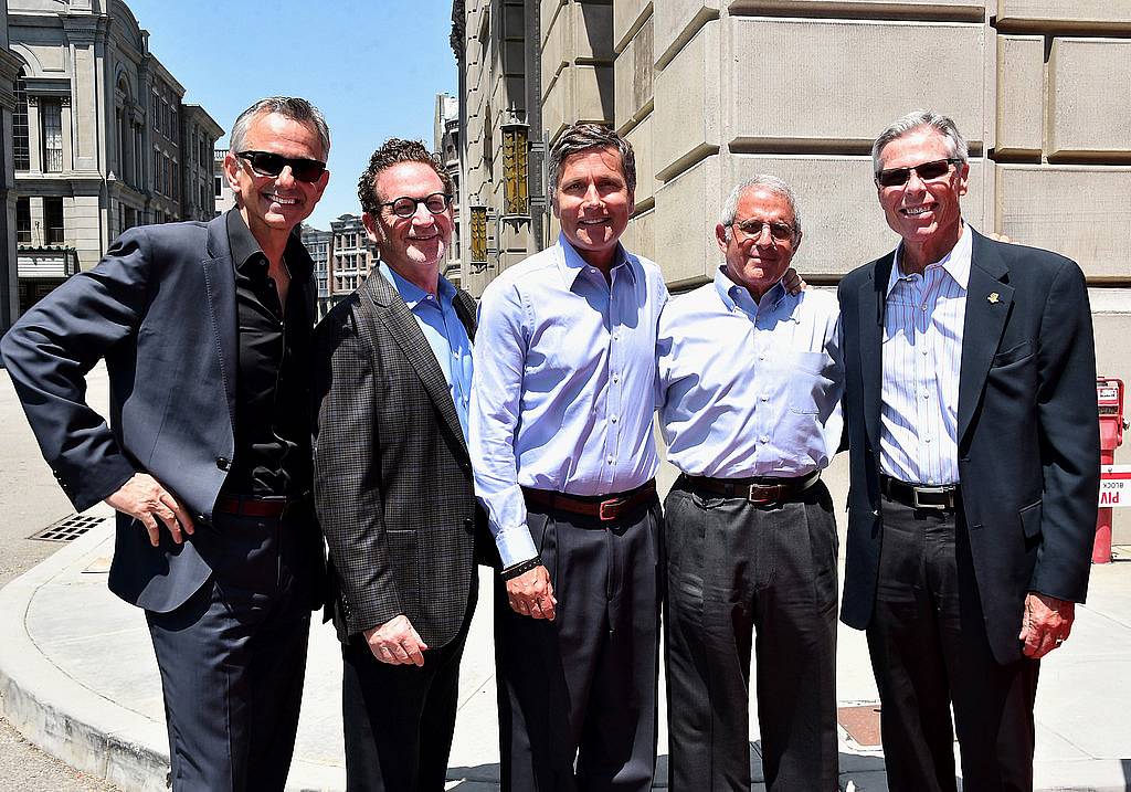 UNIVERSAL CITY, CA - JUNE 23:  Mark Woodbury, President, Universal Creative, Larry Kurzweil, President & COO Universal Studios Hollywood, Steve Burke, CEO NBCUniversal, Ron Meyer, Vice Chairman, NBCUniversal and Tom Williams, Chairman, Universal Parks & Resorts attend the premiere press event for the new Universal Studios Hollywood Ride "Fast & Furious-Supercharged" at Universal Studios Hollywood on June 23, 2015 in Universal City, California.  (Photo by Alberto E. Rodriguez/Getty Images)