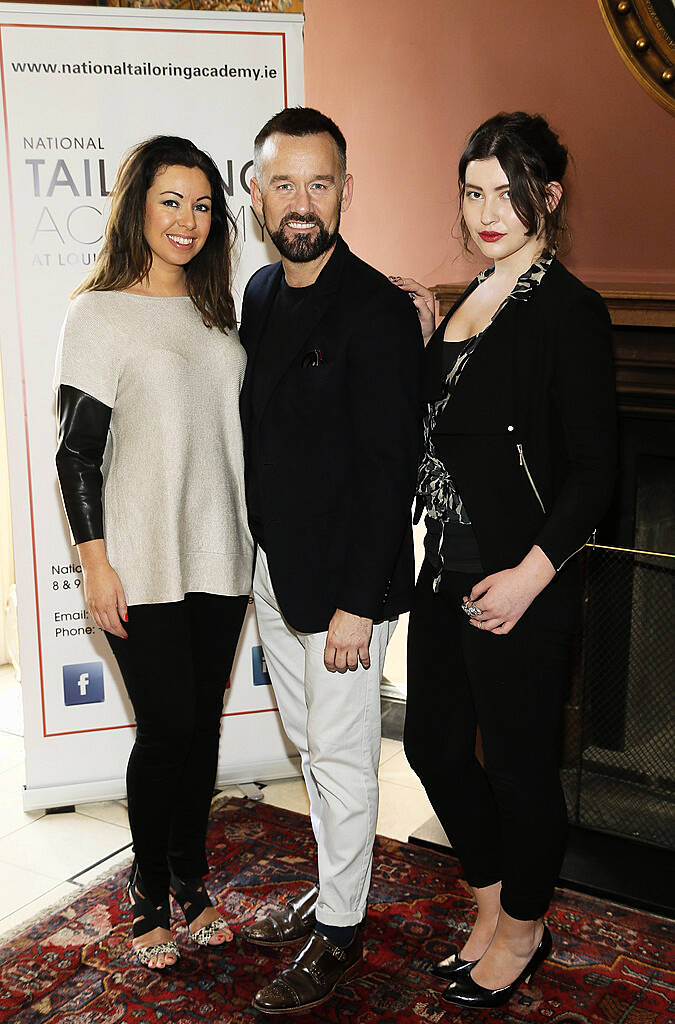 Denise Manning, Brendan Courtney and Jayne Hanberry at the inaugural National Tailoring Academy at Louis Copeland Graduate Fashion Show held in No 10 Ormand Quay-photo Kieran Harnett