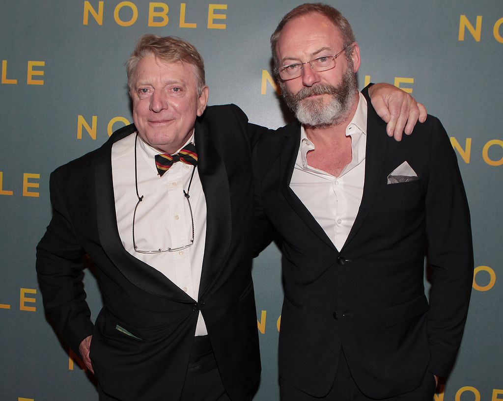 SEan O Byrne (Brother of Chritna Noble) with Actor Liam Cunningham  at The Irish Gala Screening of NOBLE  at the Savoy Cinema on O'Connell Street, Dublin.Pictures:Brian McEvoy.