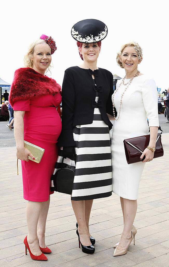 Pictured are Maria O'Callagher, Joann Murphy and Elaine Kelleher at the Style and Elegance competition at theinaugural Irish Champions Weekend, The Curragh Racecourse. Photo: Sasko Lazarov/Photocall Ireland