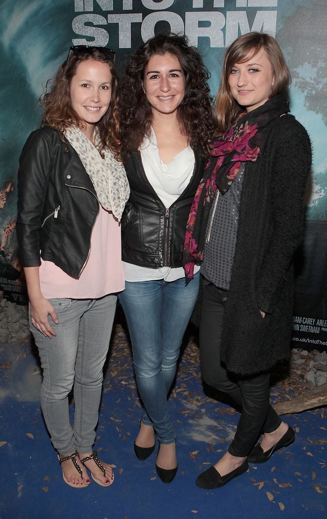 Ivana  Medvecova ,Ester Labat and Lubi Jelsovkova at the Irish Premiere screening of Into the Storm at The Odeon in Point Village Dublin.Picture:Brian McEvoy.