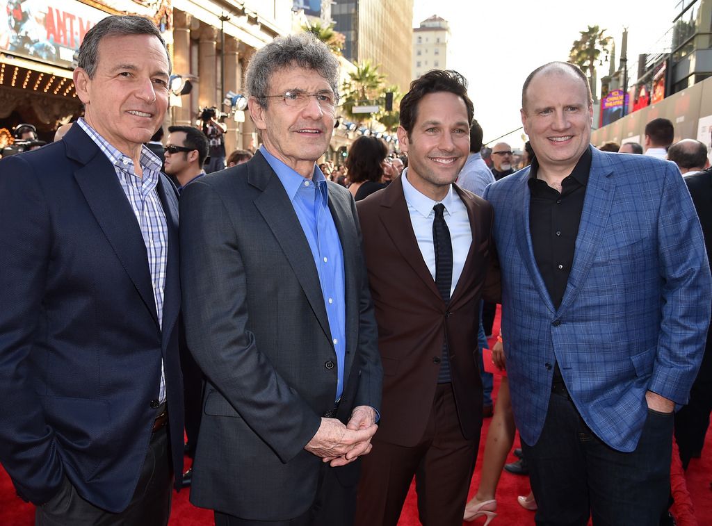 HOLLYWOOD, CA - JUNE 29:  (L-R) The Walt Disney Company Chairman and CEO Robert Iger, Chairman of the Walt Disney Studios Alan Horn, actor Paul Rudd and president of Marvel Studios Kevin Feige attend the premiere of Marvel's "Ant-Man" at the Dolby Theatre on June 29, 2015 in Hollywood, California.  (Photo by Kevin Winter/Getty Images)
