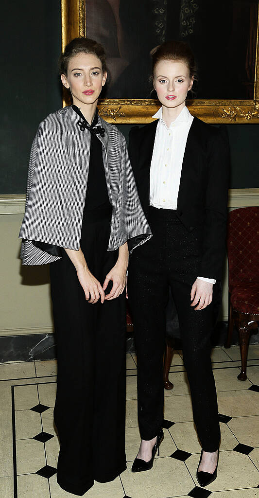 Devon Baur and Sarah Kennedy at the inaugural National Tailoring Academy at Louis Copeland Graduate Fashion Show held in No 10 Ormand Quay-photo Kieran Harnett