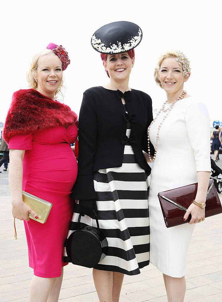 Pictured are Maria O'Callagher, Joann Murphy and Elaine Kelleher at the Style and Elegance competition at theinaugural Irish Champions Weekend, The Curragh Racecourse. Photo: Sasko Lazarov/Photocall Ireland