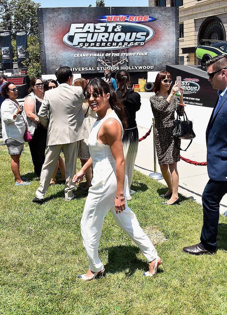 UNIVERSAL CITY, CA - JUNE 23:  Actress Michelle Rodriguez attends the premiere press event for the new Universal Studios Hollywood Ride "Fast & Furious-Supercharged" at Universal Studios Hollywood on June 23, 2015 in Universal City, California.  (Photo by Alberto E. Rodriguez/Getty Images)