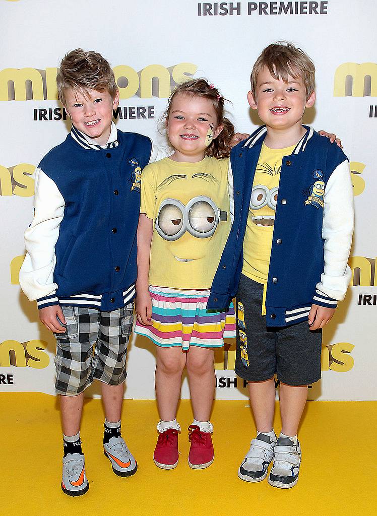 Minions fans Zak Gahan with Charlotte Waddington and Max Waddington at The Irish premiere screening of  Minions at Odeon Point Village Dublin 
Picture:Brian Mcevoy
