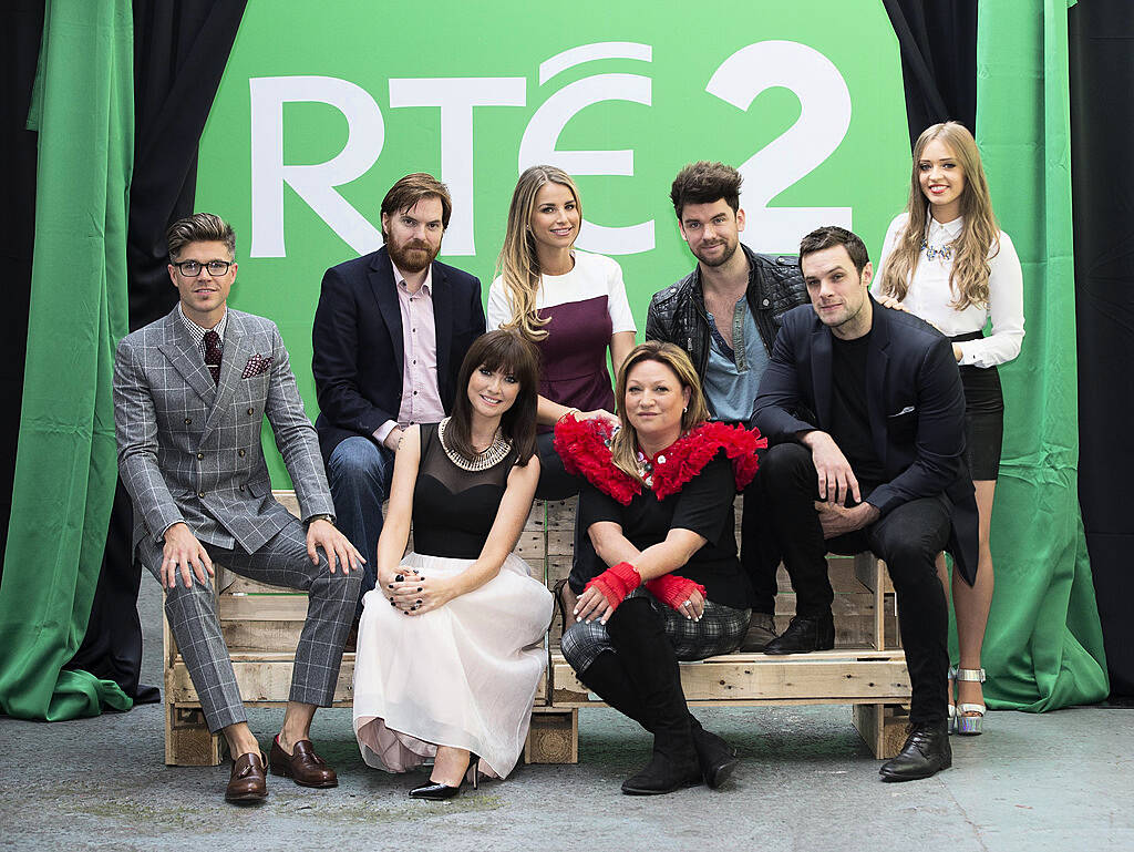 11/09/2014
Darren Kennedy, Bernard O Se, Vogue Williams, Eoghan McDermott, Bressie and Diana Bunici, (front) Jennifer McGuire and Norah Casey pictured at the RTÃ‰ Two New Season Launch in Gateway House, Capel Street. Picture Andres Poveda
