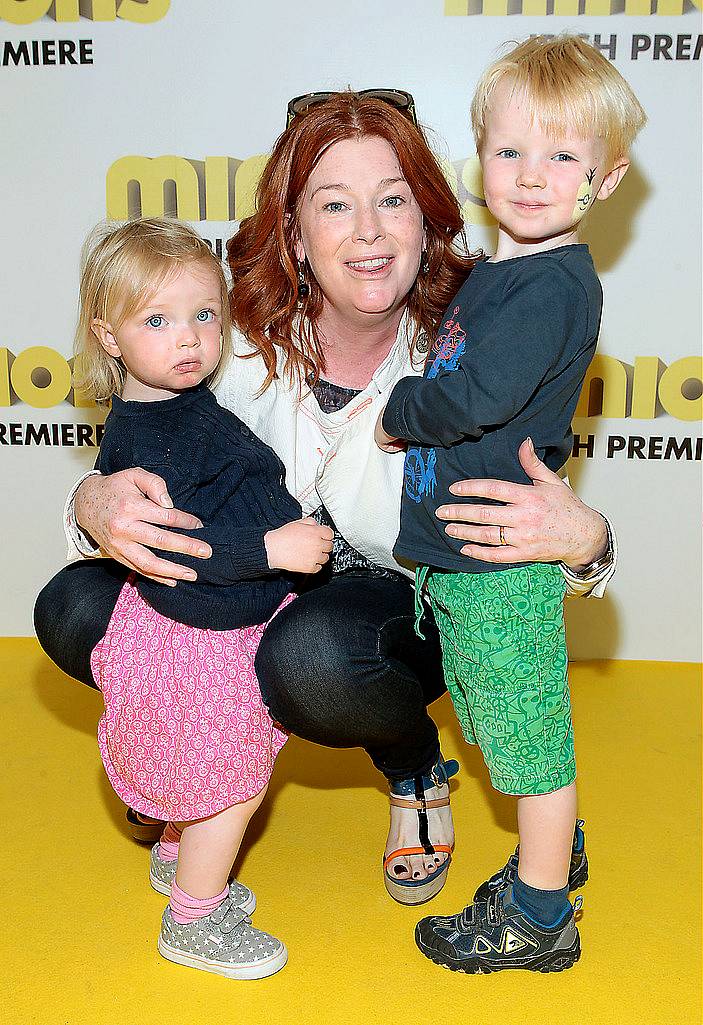 Blaithnaid Ni Chofaigh with nieces Eithne Sheahan and Eamonn Sheahan  at The Irish premiere screening of  Minions at Odeon Point Village Dublin .Picture:Brian Mcevoy.
