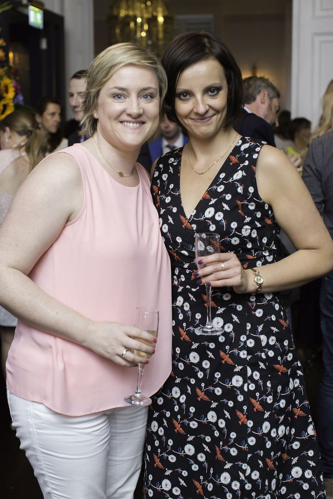 Louise Halpenny & Kasia Czerwinska pictured at the launch of the Cliff Town House Oyster Festival on Stephen's Green D2. Photo: Anthony Woods.