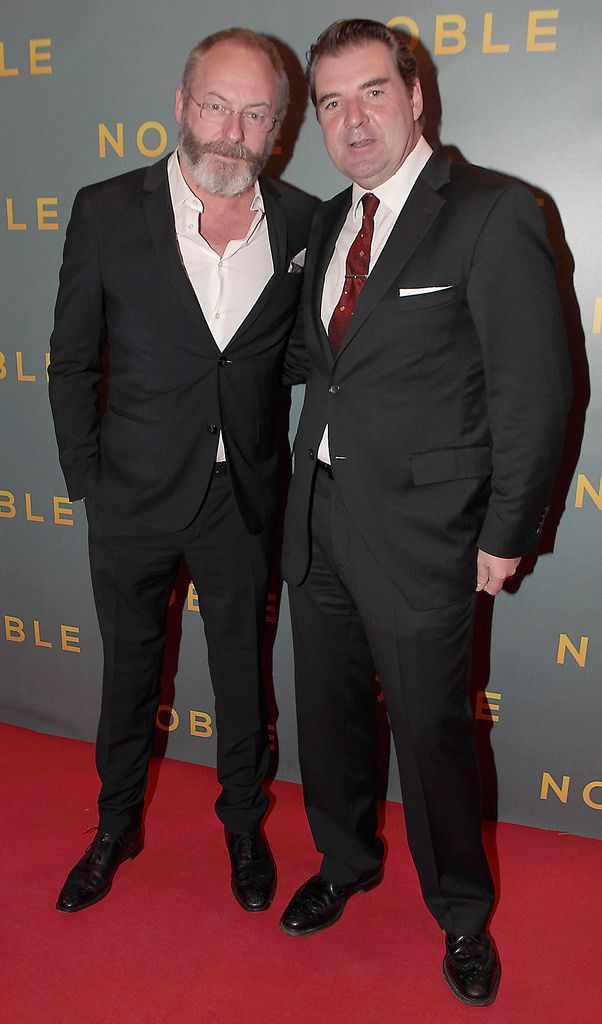 Actor Liam Cunningham and Actor Brendan Coyle   at The Irish Gala Screening of NOBLE  at the Savoy Cinema on O'Connell Street, Dublin.Pictures:Brian McEvoy.