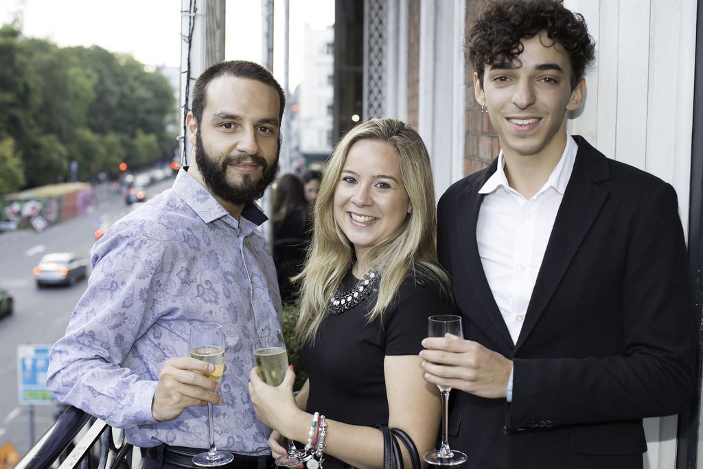 Jaime Morellia & Alvaro Rodruigez & Fatima Rivas pictured at the launch of the Cliff Town House Oyster Festival on Stephen's Green D2. Photo: Anthony Woods.