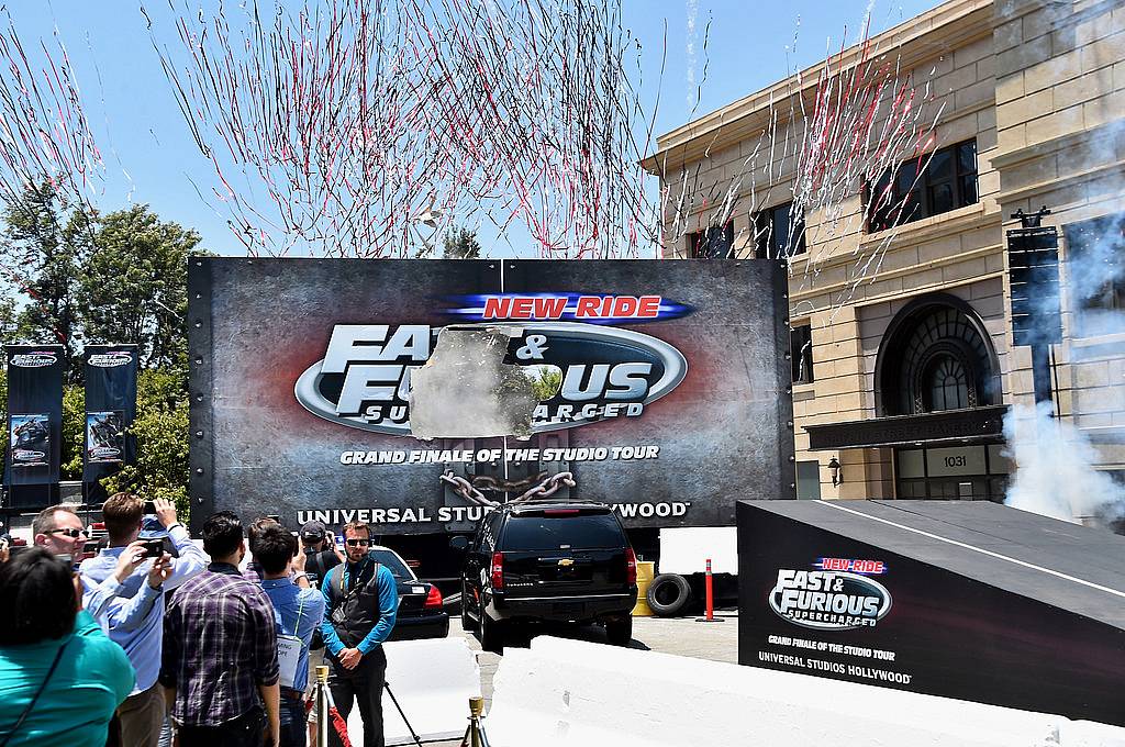 UNIVERSAL CITY, CA - JUNE 23:  A general view of the atmosphere at the premiere press event for the new Universal Studios Hollywood Ride "Fast & Furious-Supercharged" at Universal Studios Hollywood on June 23, 2015 in Universal City, California.  (Photo by Alberto E. Rodriguez/Getty Images)