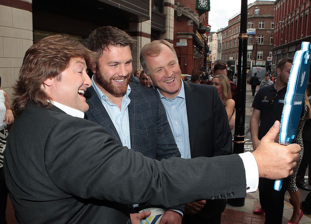 Rugby Heros Shane Byrne,Sean O Brien and Hugo MacNeil  at The Westbury Hotel  when TV3â€™s highlighted  its autumn schedule to the advertising industry. 

Pictures:Brian McEvoy