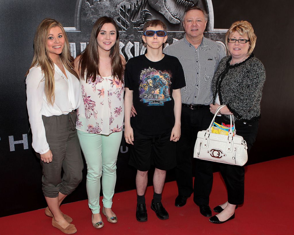 Rachel Foley,Emma Foley,Conor Foley,John Foley and Margaret Foley at The Irish premiere screening of Jurassic World at The Savoy Cinema,O Connell Street,Dublin.Pic Brian McEvoy.