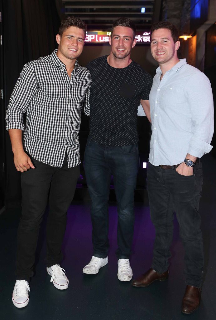 Dave Heffernan, Andrew Walsh and David McSherry pictured at the launch of 3Plus,Three`s  exciting new rewards programme in Bar Neon, 3Arena on Thursday,25thJune.

Photo: Leon Farrell/Photocall Ireland.