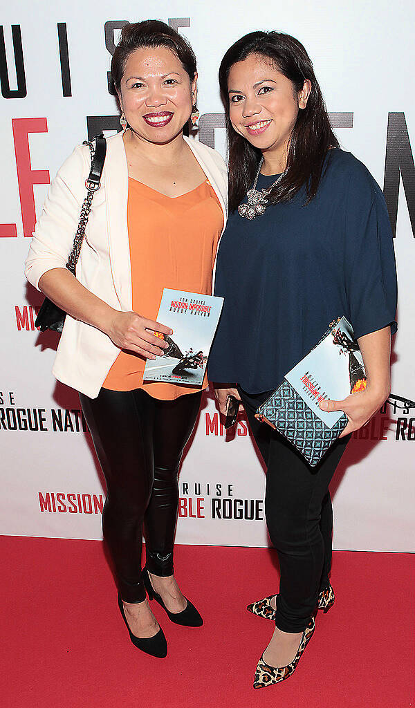 Jennith O Hanlon and Jesessa Rafferty  at the Irish Premiere screening of Mission Impossible Rogue Nation at The Savoy Cinema Dublin.
Picture Brian mcEvoy