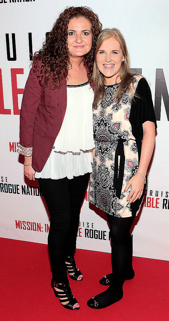 Joan Collins and Kerrie Gallagher at the Irish Premiere screening of Mission Impossible Rogue Nation at The Savoy Cinema Dublin..Picture Brian McEvoy.