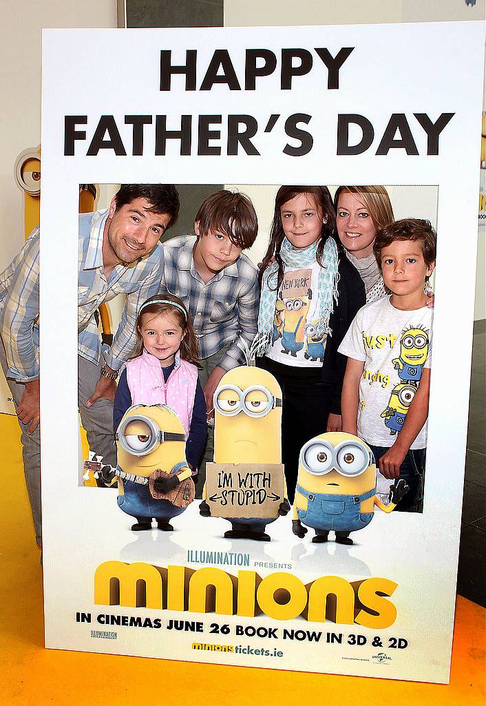 Craig Doyle celebrates fathers day with his wife Doon and children   at The Irish premiere screening of  Minions at Odeon Point Village Dublin .Picture:Brian Mcevoy
