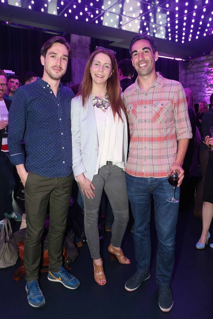 Sam Doyle, Elaine Carey and Kris Clarkin pictured at the launch of 3Plus,Three`s  exciting new rewards programme in Bar Neon, 3Arena on Thursday,25thJune. 

Photo: Leon Farrell/Photocall Ireland.