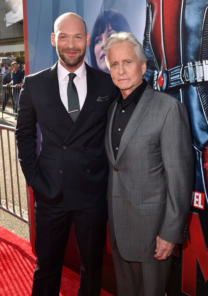 HOLLYWOOD, CA - JUNE 29:  Actors Corey Stoll (L) Michael Douglas attend the premiere of Marvel's "Ant-Man" at the Dolby Theatre on June 29, 2015 in Hollywood, California.  (Photo by Kevin Winter/Getty Images)
