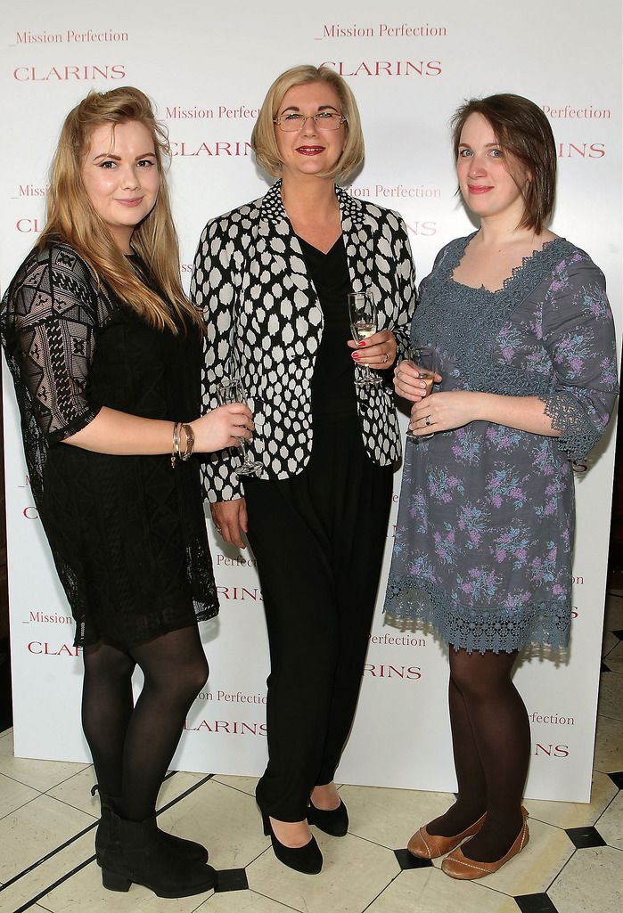 Judith Murphy and Debbie McVicar and Jamina Mathews  at the Clarins Mission Perfection launch at Number 10 Ormond Quay,Dublin..Picture:Brian McEvoy.