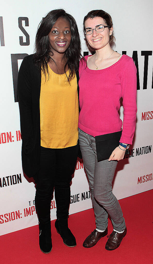 Stephanie Camara and Aurelie Poitebin at the Irish Premiere screening of Mission Impossible Rogue Nation at The Savoy Cinema Dublin..Picture Brian mcEvoy