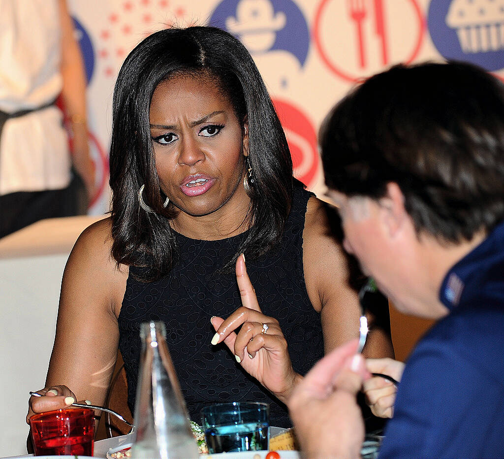 MILAN, ITALY - JUNE 17:  First Lady Michelle Obama hosts a cooking demonstration for local students at the James Beard American Restaurant on June 17, 2015 in Milan, Italy. (Photo by Pier Marco Tacca/Getty Images)