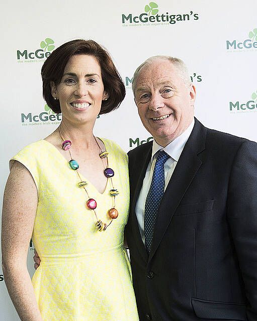 Senator Hildegarde Naughton and Minister Michael Ring TD at the opening of  McGettigan's Galway located off Eyre Square on Prospect HIll. The venue marks an investment of 2.5meuro and employment  for up to 50 people. McGettigans in Galway joins 10 other McGettigans located in Dubai (3) , Abu Dhabi, Fujairah,Dublin, Limerick, Donegal, Singapore, New York. Two more McGettigans in London and
Bahrain will  open in 2015.
  Photo:Andrew Downes XPOSURE