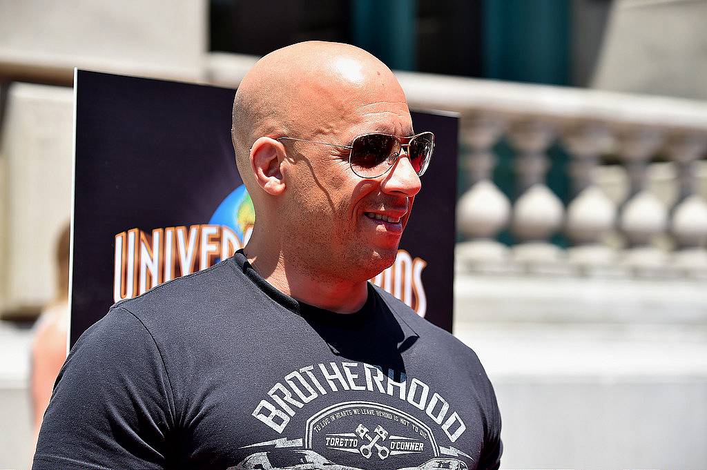 UNIVERSAL CITY, CA - JUNE 23:  Actor Vin Diesel attends the premiere press event for the new Universal Studios Hollywood Ride "Fast & Furious-Supercharged" at Universal Studios Hollywood on June 23, 2015 in Universal City, California.  (Photo by Alberto E. Rodriguez/Getty Images)