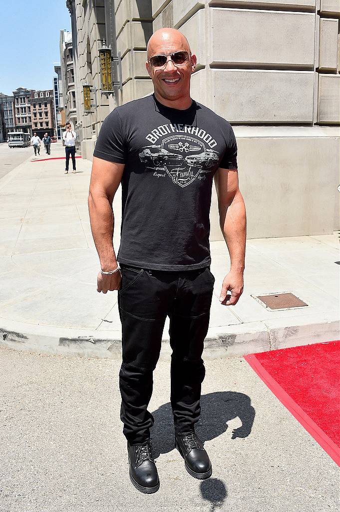 UNIVERSAL CITY, CA - JUNE 23:  Actor Vin Diesel attends the premiere press event for the new Universal Studios Hollywood Ride "Fast & Furious-Supercharged" at Universal Studios Hollywood on June 23, 2015 in Universal City, California.  (Photo by Alberto E. Rodriguez/Getty Images)