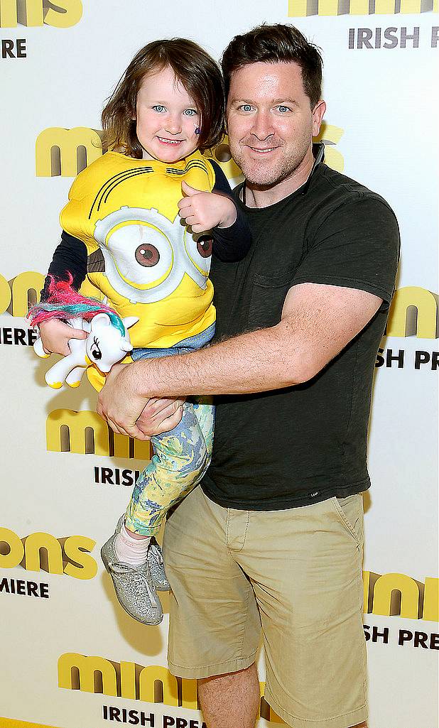 Fair City Actor Maclean Burke with daughter Baubella celebrates fathers day  at The Irish premiere screening of  Minions at Odeon Point Village Dublin .Picture:Brian Mcevoy.
