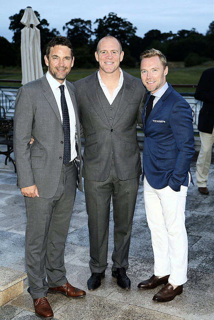 Dougray Scott, Mike Tindall and Ronan Keating at the 2015 Marks & Spencer Ireland Marie Keating Foundation Celebrity Golf Classic  -photo Kieran Harnett
