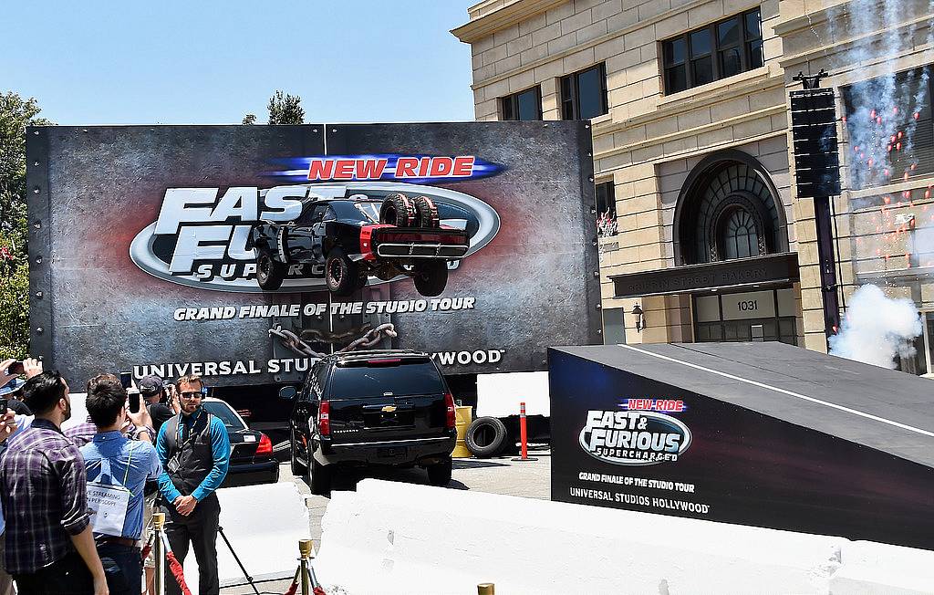 UNIVERSAL CITY, CA - JUNE 23:  A general view of the atmosphere at the premiere press event for the new Universal Studios Hollywood Ride "Fast & Furious-Supercharged" at Universal Studios Hollywood on June 23, 2015 in Universal City, California.  (Photo by Alberto E. Rodriguez/Getty Images)