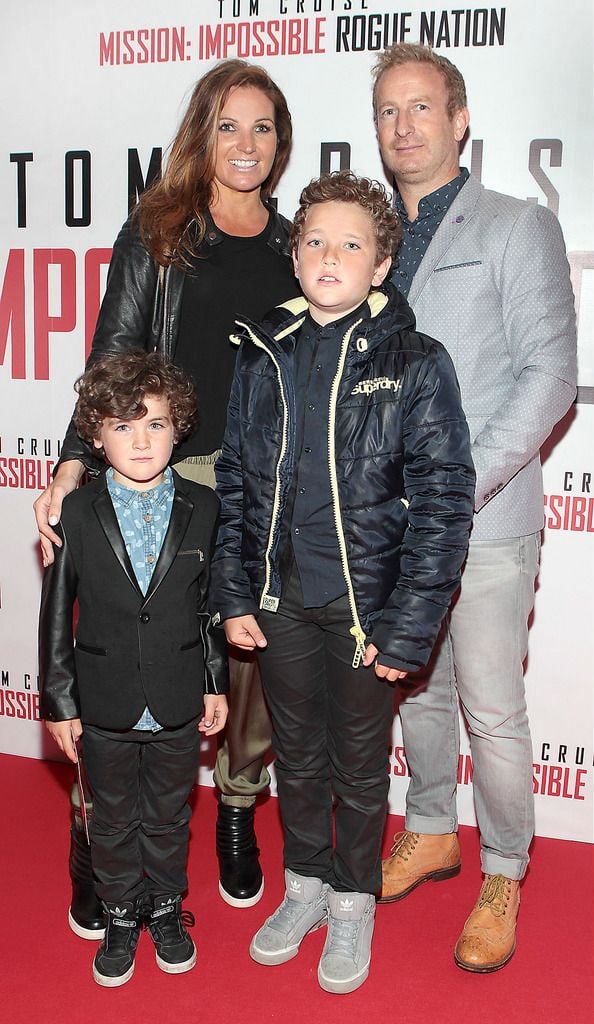 Nicola Lynch,Elliott Lynch,Hugo Lynch and Paul Lynch at the Irish Premiere screening of Mission Impossible Rogue Nation at The Savoy Cinema Dublin..Picture Brian McEvoy.