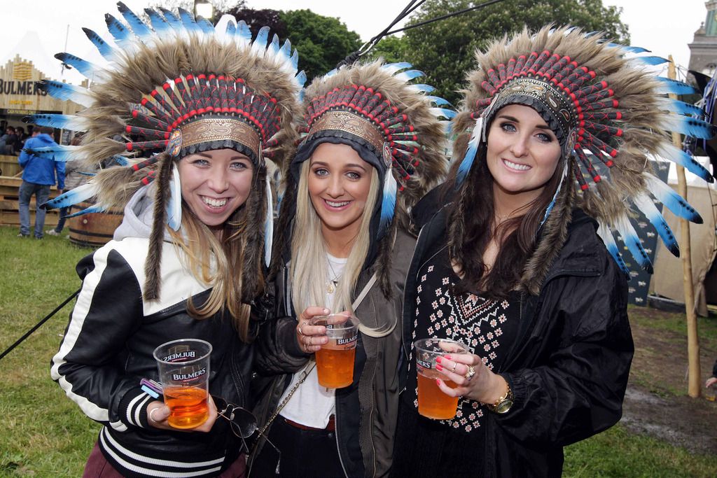 Pictured are, from left, Jessie Ryan, Madison Duffy and Lauren Smith at the first music festival of the season, Bulmers Forbidden Fruit with headliners including Fatboy Slim, Groove Armada and the Wu Tang Clan at the Royal  Hospital Kilmainham. Photo: Mark Stedman/Photocall Ireland