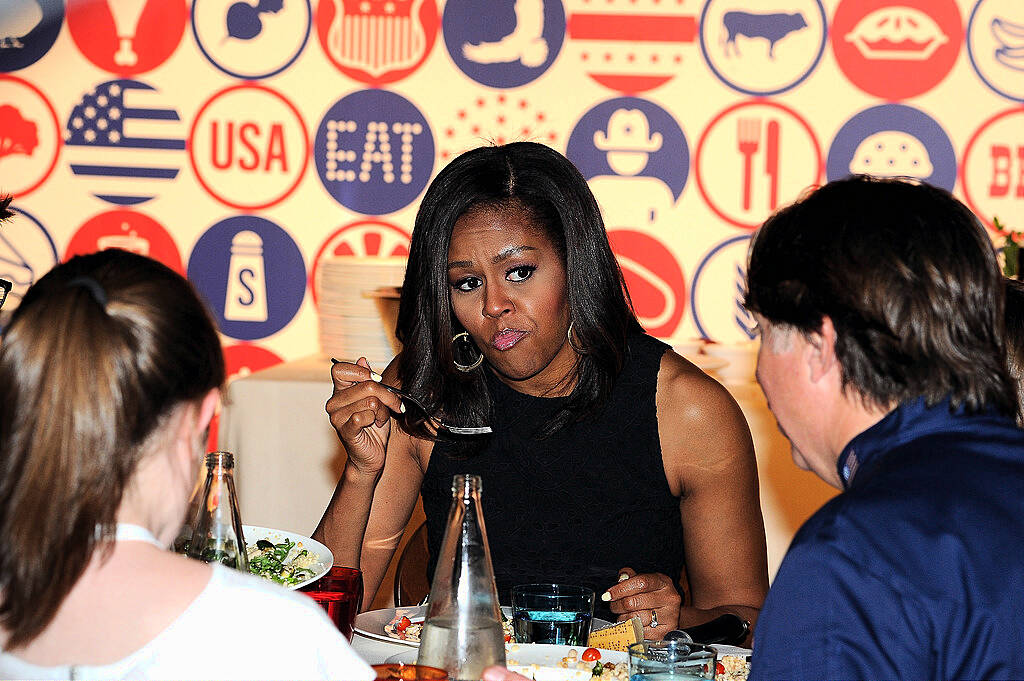 MILAN, ITALY - JUNE 17:  First Lady Michelle Obama hosts a cooking demonstration for local students at the James Beard American Restaurant on June 17, 2015 in Milan, Italy. (Photo by Pier Marco Tacca/Getty Images)