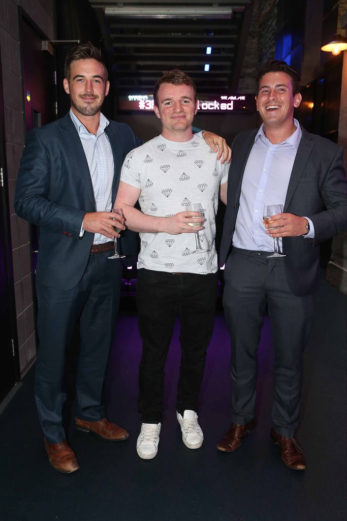 Jack O Beirne, Conal O Docherty and Johnny Maher pictured at the launch of 3Plus,Three`s  exciting new rewards programme in Bar Neon, 3Arena on Thursday,25thJune.

Photo: Leon Farrell/Photocall Ireland.