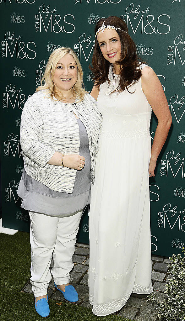 Carmel Breheny with Ramona Nicholas from Dragons Den at the Marks & Spencer Summer of Flavour event in Ely PLace-photo Kieran Harnett