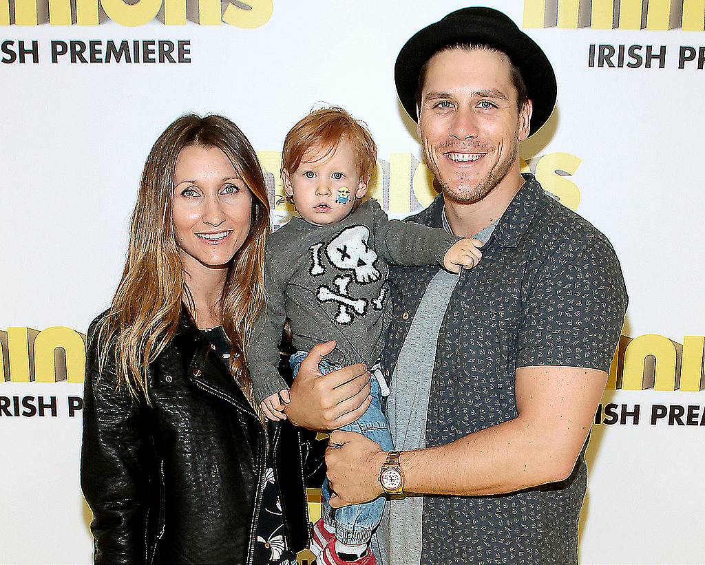 Xpose presenter Peter O Riordan celebrates fathers day with wife Stephanie and son Olivier   at The Irish premiere screening of  Minions at Odeon Point Village Dublin .Picture:Brian Mcevoy.
